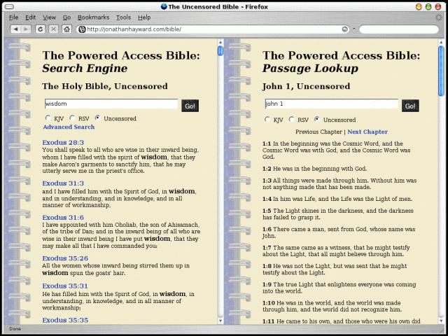 A view of the Powered Access Bible
